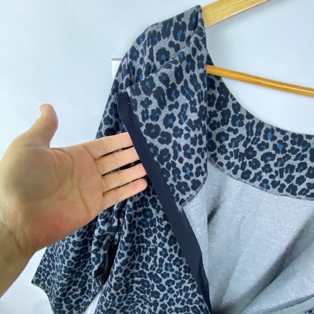 Talbots Womens Sz 16 dress 3/4‎ Sleeve Animal Print A-line knee length grey blue - Picture 13 of 15